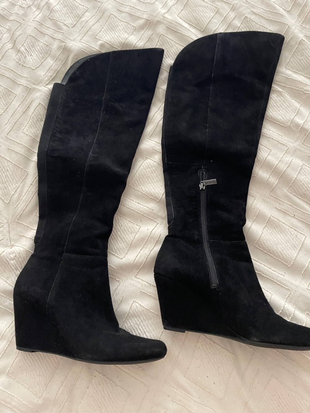 Jessica Simpson Black Suede Wedge Knee-High Boots